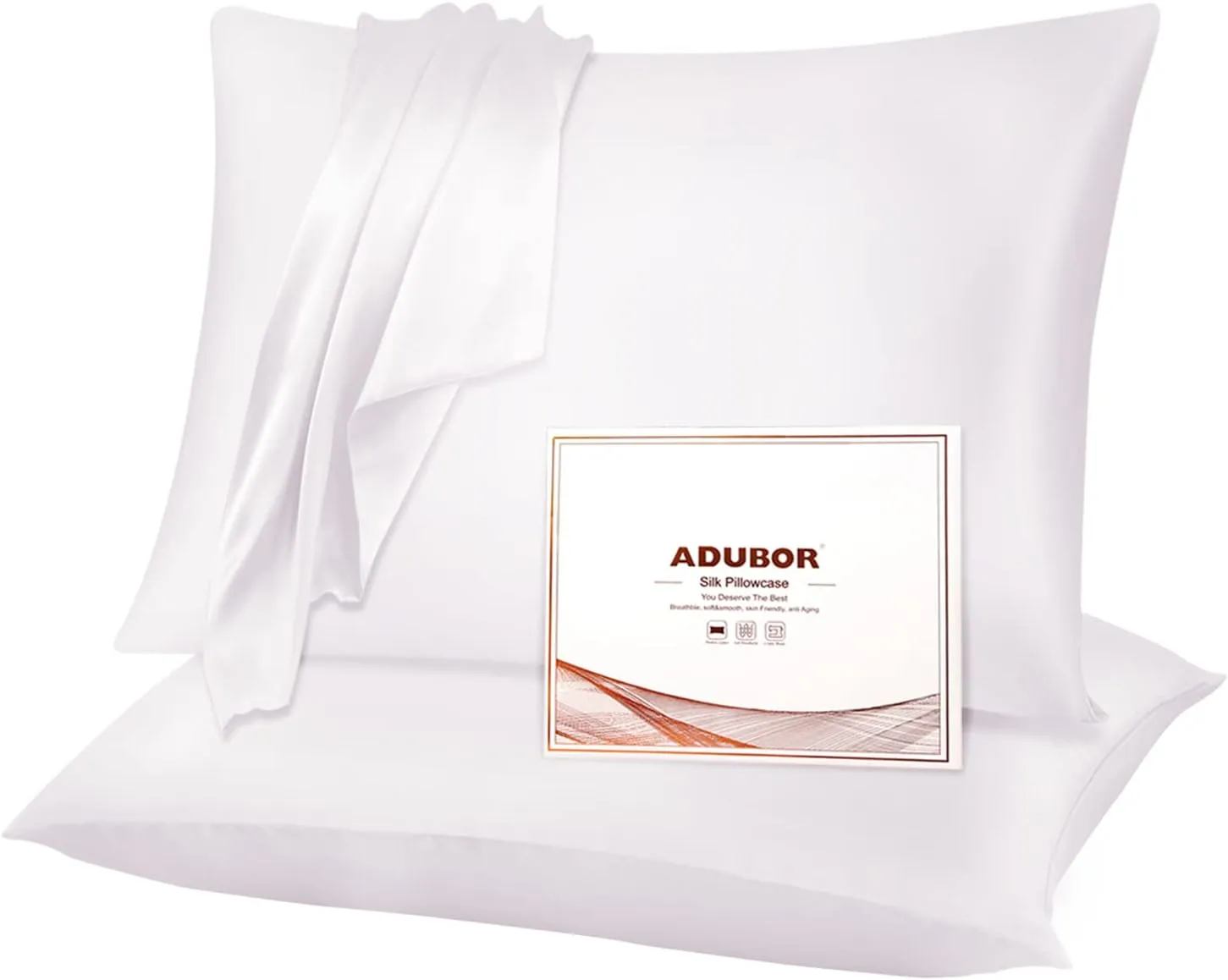 Lot de 2 Taies d'Oreiller en Soie Adubor