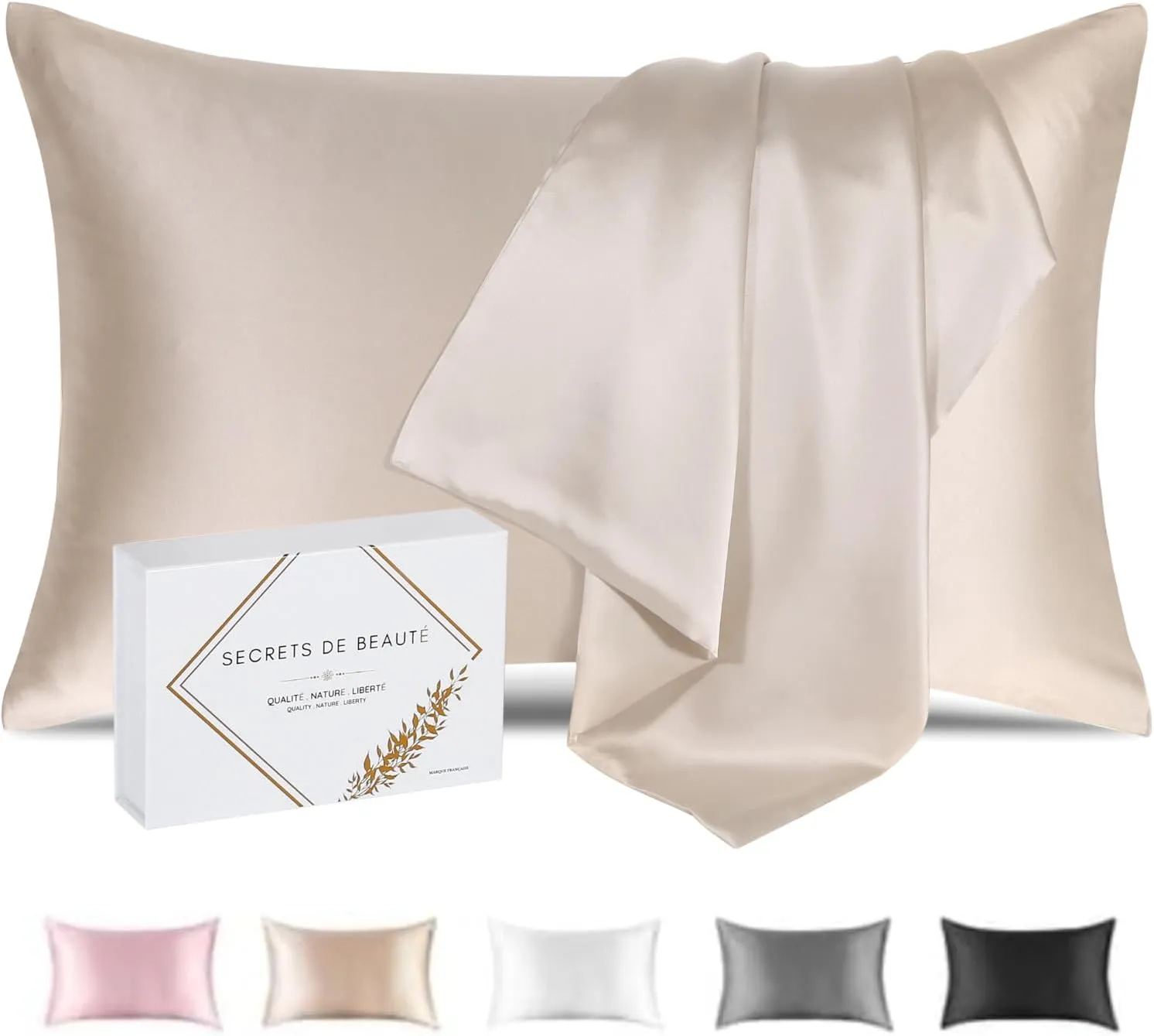Taie d'oreiller Soie Mûrier 25 Momme Champagne